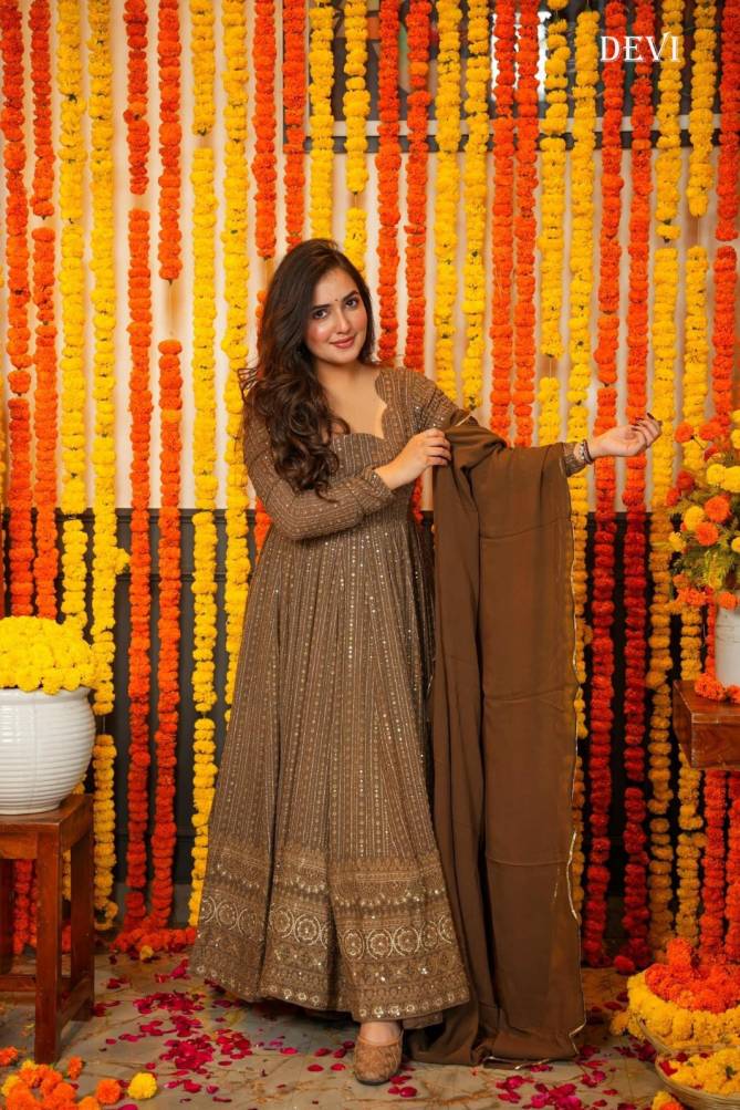 Devi Vol 1 Wedding Wear Faux Georgette Gown With Dupatta Wholesale Market In Surat
